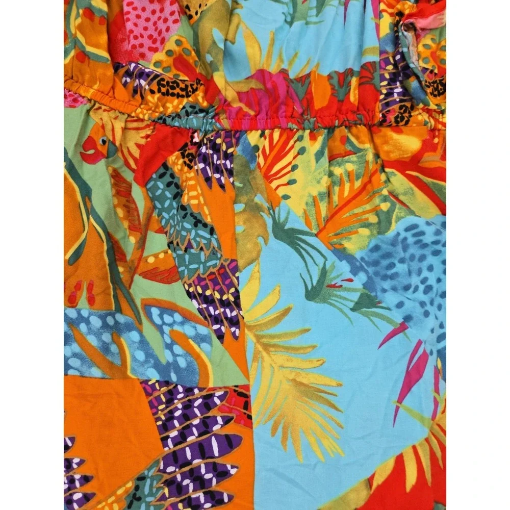 Rachel Zoe Size 3X Tropical Floral Print Top with Ruffle Cap Sleeves - Picture 2 of 8